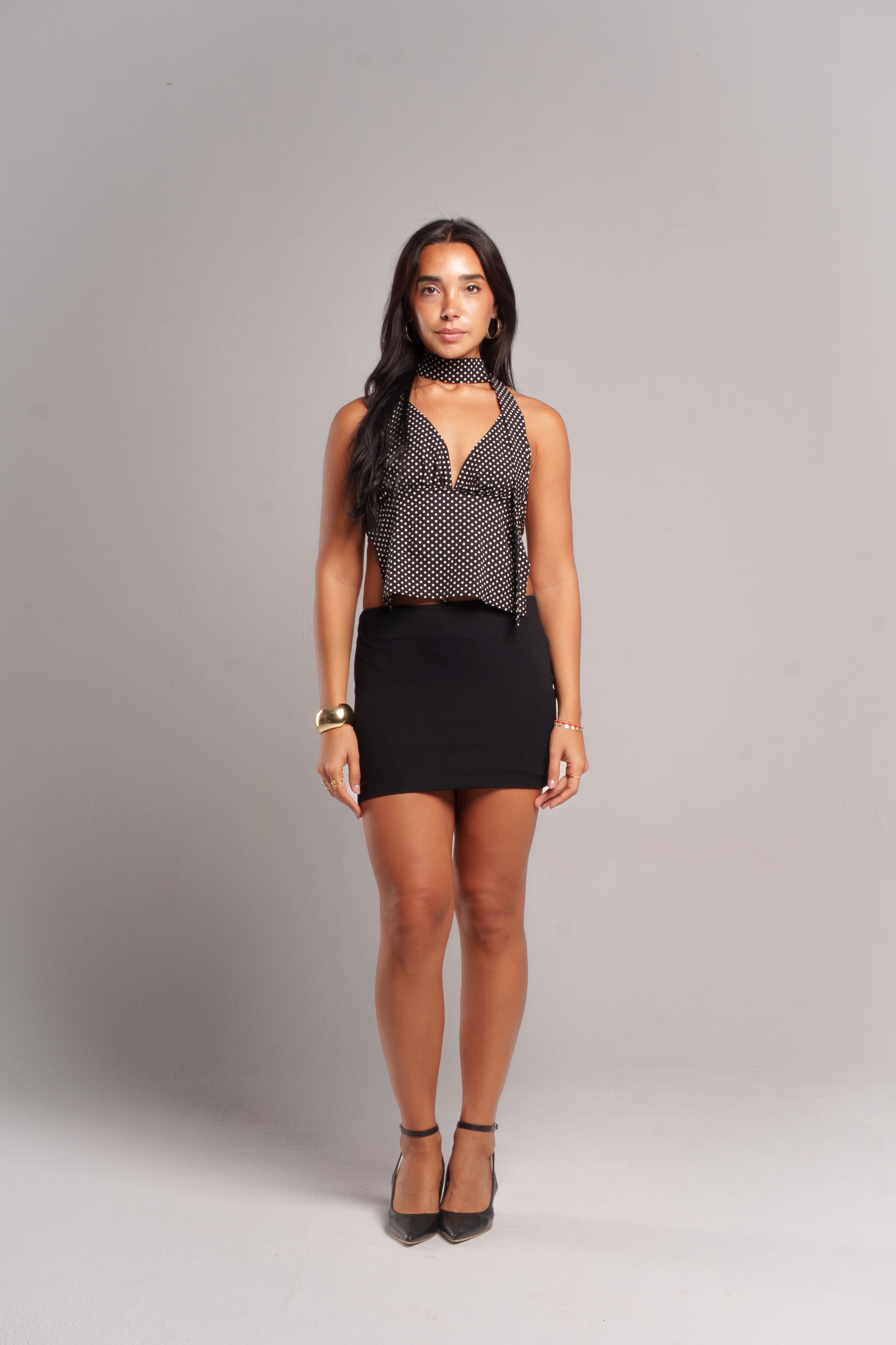 Polka Dot Top with Scarf