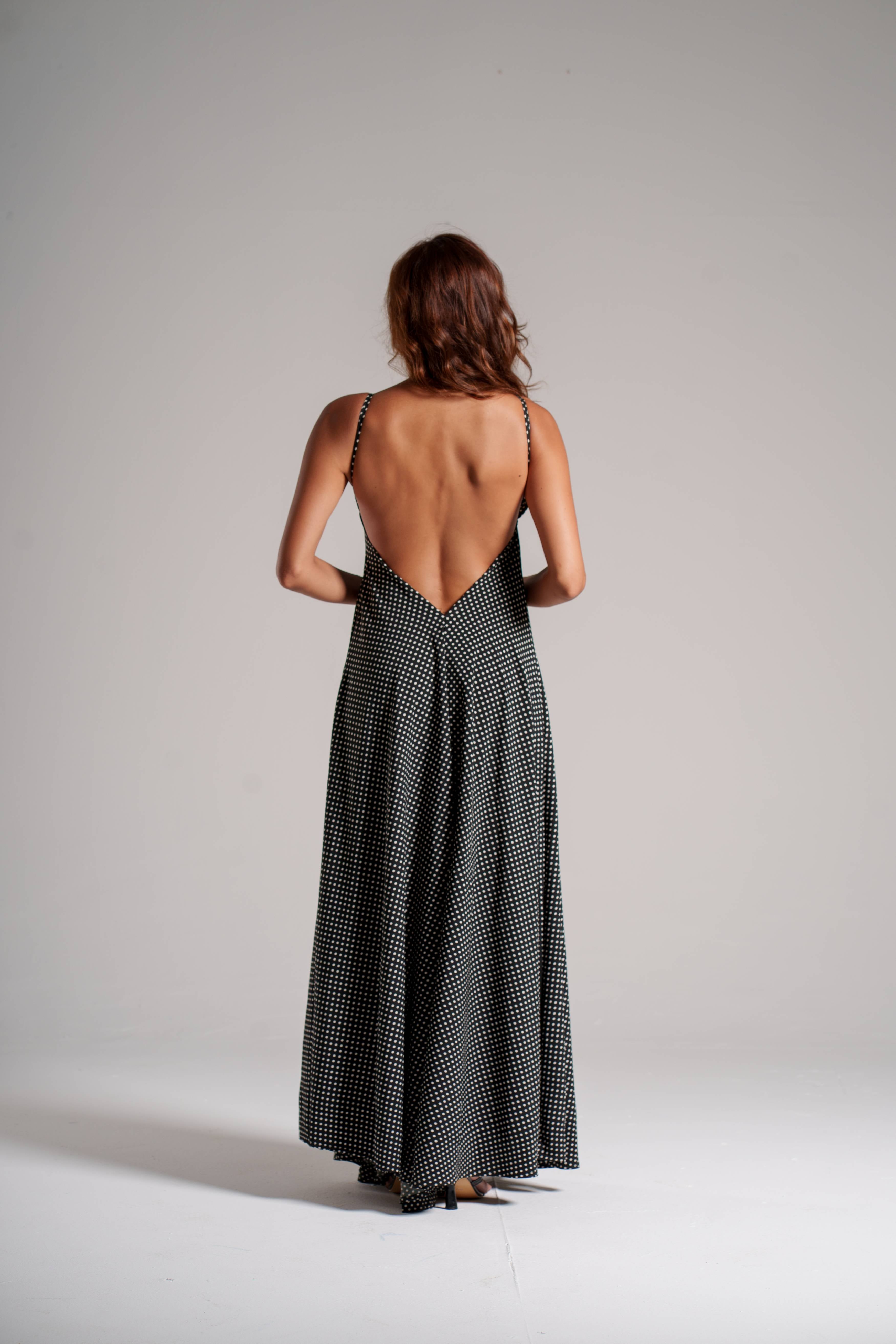 Noir Dot Maxi Dress